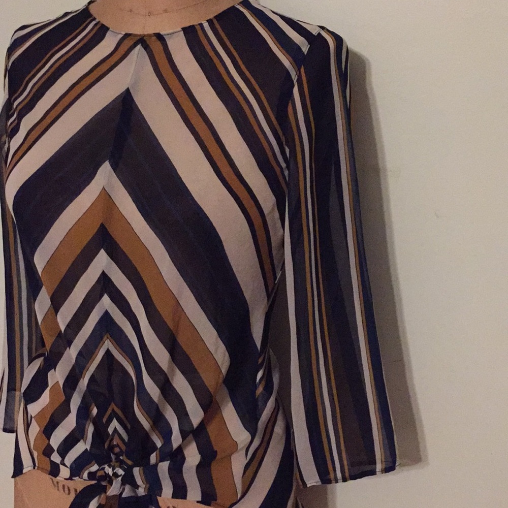 ZARA basic bias striped blouse - Picture 3 of 5